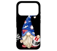 Carcasa para iPhone 17 Pro Funny GNOME with Helmet and Target Flag For Race Car Driver
