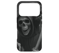 Carcasa para iPhone 17 Pro Funny Grim Reaper Cat Dark Humor Halloween Graphic Men