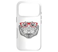Carcasa para iPhone 17 Pro Funny Hipster Red Glasses Art Alligator Crocodile Lover