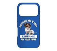 Carcasa para iPhone 17 Pro Funny Humans Hurt My Head Happy Piebald Dachshund Lover