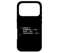 Carcasa para iPhone 17 Pro Funny Joke Programming If Coding Headphones Focus T-Shirt