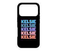 Carcasa para iPhone 17 Pro Funny Modern Repeated Text Design First Name Kelsie