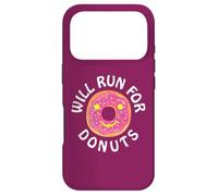 Carcasa para iPhone 17 Pro Funny Running Saying with Sweet Graphic Will Run For Donuts