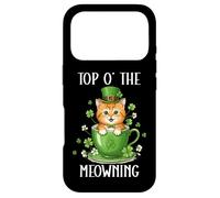 Carcasa para iPhone 17 Pro Funny St Patricks Cat Top of Meowning Coffee Cats St Paddys