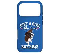 Carcasa para iPhone 17 Pro Funny Womens Kids Just A Girl Who Loves Boxer Dog Lover