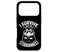 Carcasa para iPhone 17 Pro Funny Zarigüeya sobrevive de terquedad Diciendo