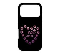 Carcasa para iPhone 17 Pro Gato Mamá Corazón Huellas Estéticas Lindas Patas Rosa