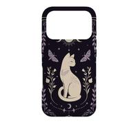 Carcasa para iPhone 17 Pro Gato místico Celestial Luna Polilla Botánica Arte Oculto