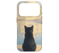 Carcasa para iPhone 17 Pro Gato Negro Taj Mahal Amanecer India Viajero Felino