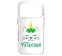 Carcasa para iPhone 17 Pro Gato Unicornio irlandés Lil Miss Caticorn Green para el Día de San Patricio