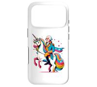 Carcasa para iPhone 17 Pro George Washington Riding A Unicorn Rainbow Colorido Gráfico