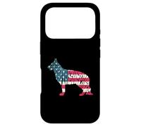 Carcasa para iPhone 17 Pro German Shepherd American Flag 4th of July Funny Dog Lover