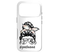 Carcasa para iPhone 17 Pro Goat Mama Messy Bun Life Hair Gafas para el día de la Madre