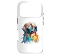 Carcasa para iPhone 17 Pro Golden Retriever Colorido Pop Art Tie Dye Acuarela
