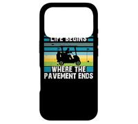 Carcasa para iPhone 17 Pro Golfistas Divertido Life Begins Where The Pavement Ends Golf