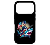 Carcasa para iPhone 17 Pro Gracioso 4 de Julio 4 4 de Julio Abe Abraham Lincoln Montando un tiburón