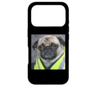 Carcasa para iPhone 17 Pro Gracioso Trabajador Pug Trabajo Meme Humor Foto Borrosa