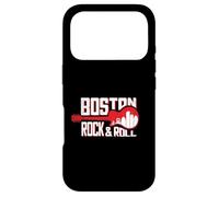 Carcasa para iPhone 17 Pro Gráfico Vintage del Horizonte de Boston Dentro de una Guitarra, bajo, Fan del Rock