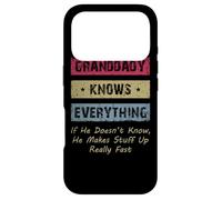 Carcasa para iPhone 17 Pro Granddaddy Knows Everything Humor Saying Retro Grandpa