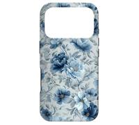 Carcasa para iPhone 17 Pro Gray and Blue Flower Lover Cute Girly Navy Floral Nature