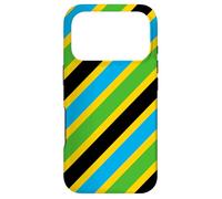 Carcasa para iPhone 17 Pro Green Blue Yellow Black Diagonal Tanzania Pattern