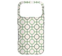 Carcasa para iPhone 17 Pro Green Cream Circles Squares Connecting Lines Pattern