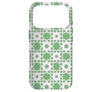 Carcasa para iPhone 17 Pro Green Grey Octagon Star Scandinavian Folk Pattern