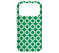 Carcasa para iPhone 17 Pro Green White Connected Hexagon Ring Circle Geometric Pattern