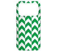 Carcasa para iPhone 17 Pro Green White Herringbone Zigzag Nigeria Colors Pattern