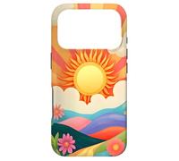 Carcasa para iPhone 17 Pro Groovy Amanecer y Paisaje, Retro Hippie