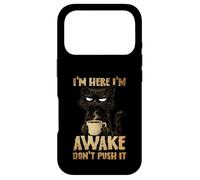 Carcasa para iPhone 17 Pro Grumpy Black Cat Coffee, Estoy Despierto, no Mejora su Estado de ánimo por la mañana