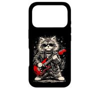 Carcasa para iPhone 17 Pro Guitarrista eléctrico Cat Metal Music Rocker
