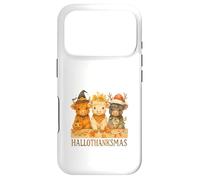 Carcasa para iPhone 17 Pro Hallothanksmas Highland Cow Trio Halloween Thanksgiving