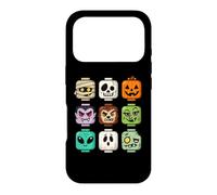Carcasa para iPhone 17 Pro Halloween Building Brick Head Pumpkin Ghost Zombie Costume