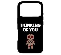 Carcasa para iPhone 17 Pro Halloween Horror Funny Quote Thinking of You Voodoo Doll