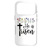 Carcasa para iPhone 17 Pro He is Risen Easter Spring He has Risen Christian Jesus Cross