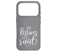 Carcasa para iPhone 17 Pro He Restores My Soul Bible Verse Psalm 23 3 Religious Women