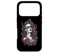 Carcasa para iPhone 17 Pro Hermosa Zombie Psychobilly Rosas Rebelde Punk Rock