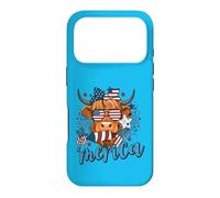 Carcasa para iPhone 17 Pro Highland Cow 4th of July Cow For Women Men Funny Cow