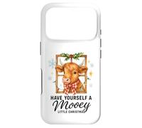 Carcasa para iPhone 17 Pro Highland Cow Window Cute Have a Mooey Christmas