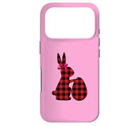 Carcasa para iPhone 17 Pro Huevos de Conejo de búfalo Rojo con Estampado de Cuadros Rojos