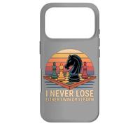 Carcasa para iPhone 17 Pro I Never Lose Juego de ajedrez Sunset Jugador Mentalidad Hobby Ajedrez
