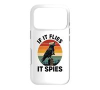 Carcasa para iPhone 17 Pro If It Flies It Spies Cuervo Vigilancia Pájaro Retro Conspiración