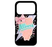 Carcasa para iPhone 17 Pro Illinois Pink Bow Preppy Coquette State Map Diseño estético