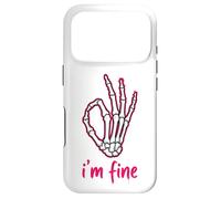 Carcasa para iPhone 17 Pro I'm Fine Funny Skeleton Hand Thumbs Up Hand Sign Humor Oscuro