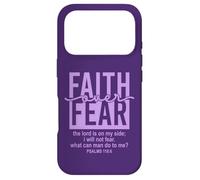 Carcasa para iPhone 17 Pro Jesus Faith Over Fear Purple Psalm 118:6 Christian Scripture