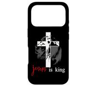 Carcasa para iPhone 17 Pro Jesus is King Lion Christian Cross God Quote Bible Verse