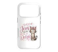 Carcasa para iPhone 17 Pro Jesus Thinks I'm A Delight Funny Christian Faith Cat Lover