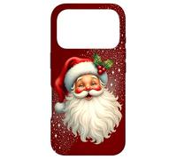 Carcasa para iPhone 17 Pro Jolly Santa Claus Face, Holly & Sparkles - Festive Christmas