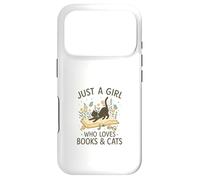 Carcasa para iPhone 17 Pro Just a Girl Who Loves Books and Cats Pastel Reading Cat
